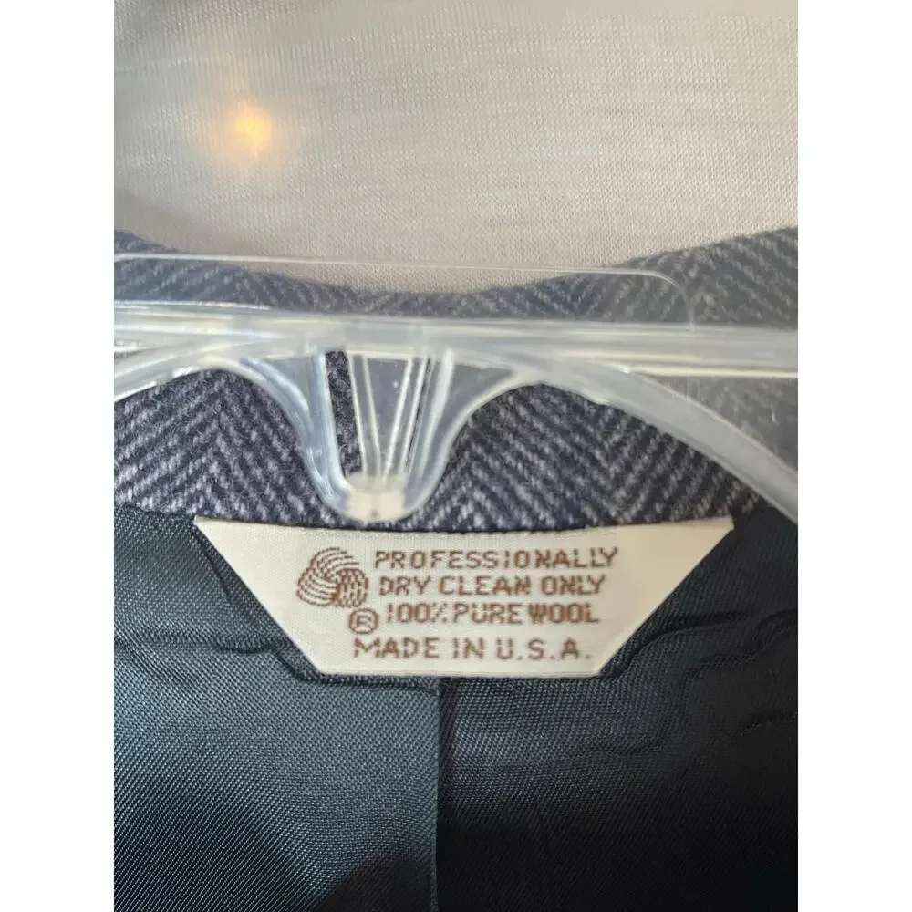 Vintage Savile Row for Lazarus men's 100% wool blazer, blue/white, size 40R, EUC